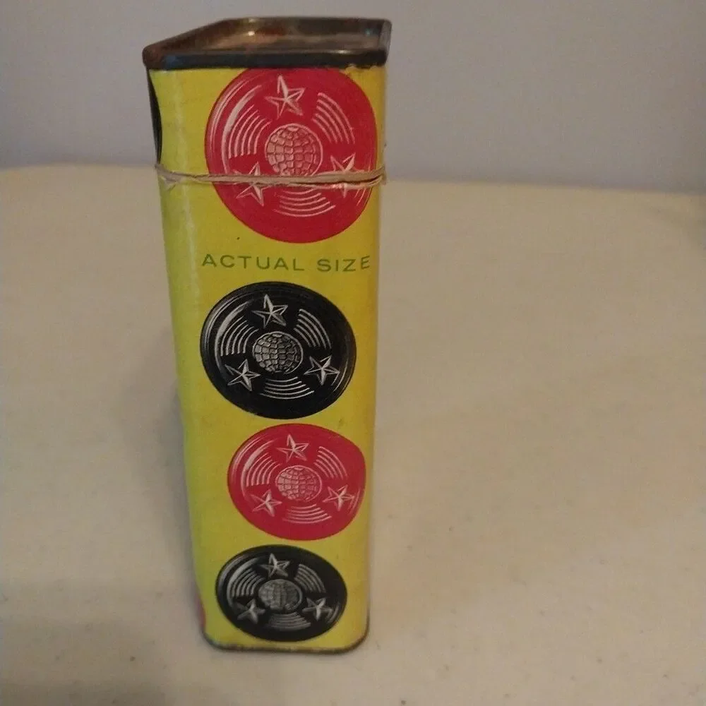 Vintage Halsam Comet 24 Embossed Wood Checkers Tin Box No. 518/24 Chicago USA